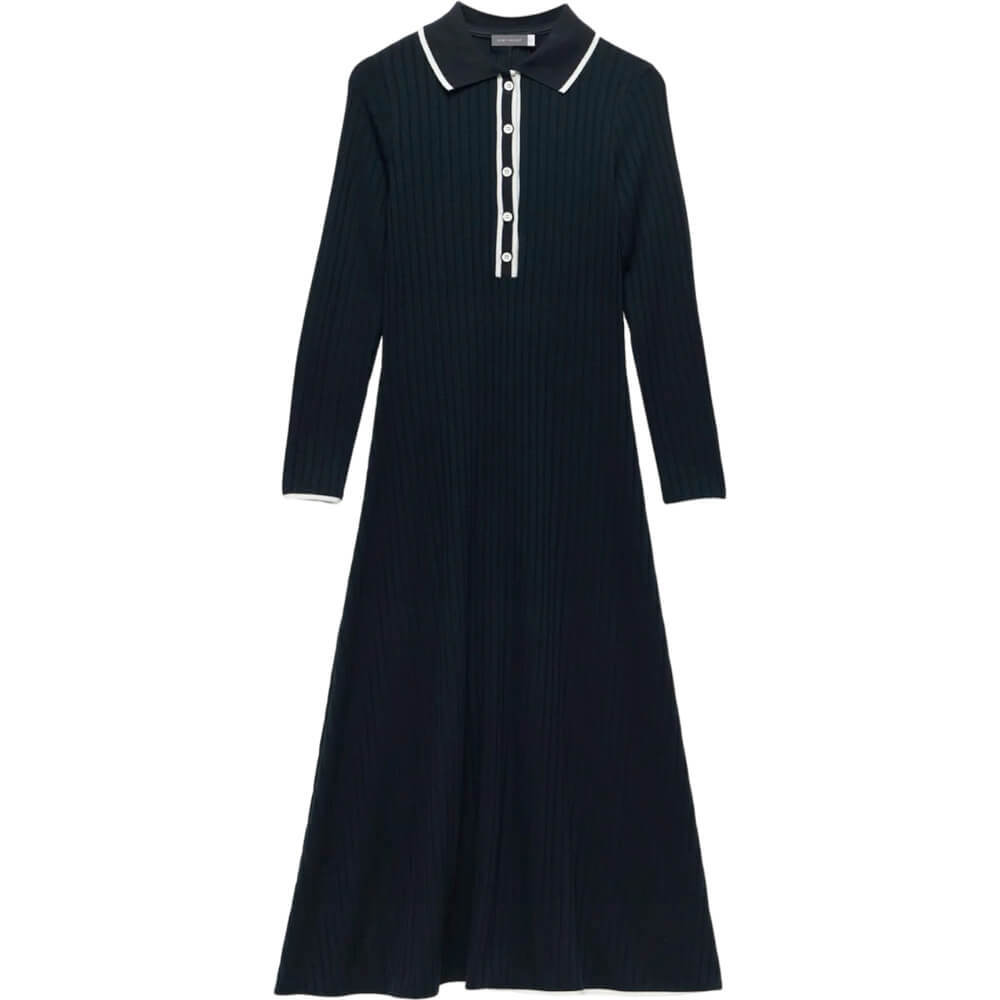 Mint Velvet Navy Jersey Polo Midi Dress